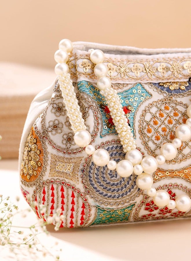 تشيميز أصفر حقائب بوتلي من يلو تشايمز للسيدات | حقائب بوتلي تقليدية للنساء | حقيبة يد مطرزة يدوياً ومزينة باللؤلؤ | مثالية للحفلات وحفلات الزفاف والمناسبات التقليدية - Image 3